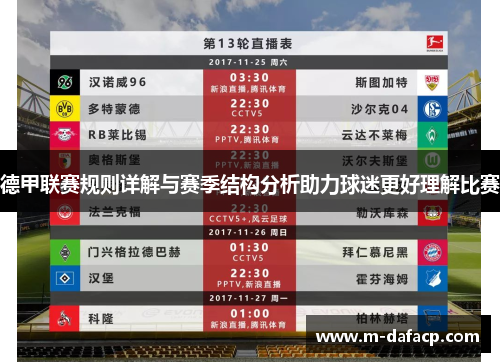 德甲联赛规则详解与赛季结构分析助力球迷更好理解比赛